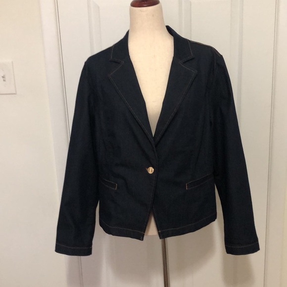 Chico's Women's Dark Navy Denim Blazer - Size 3 (XL/16) - Picture 1 of 9